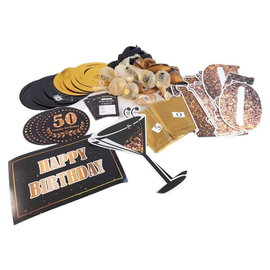 Zestaw balonow dekoracjo 50 urodziny czarno zote