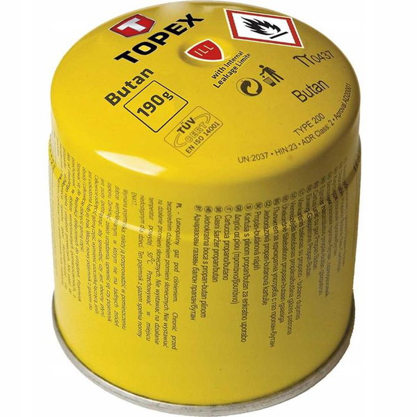 Naboj z gazem butan, 190 g, system blokowania wypywu gazu