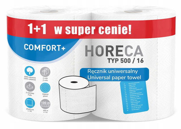 Recznik papierowy 2r horeca comfort+ typ 500/16 100m 2w (1+1) - 2 rolk