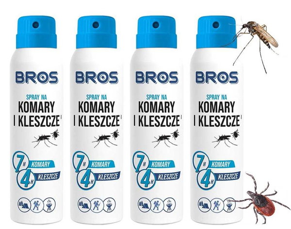 Bros - spray na komary i kleszcze 90ml - 4 szt.