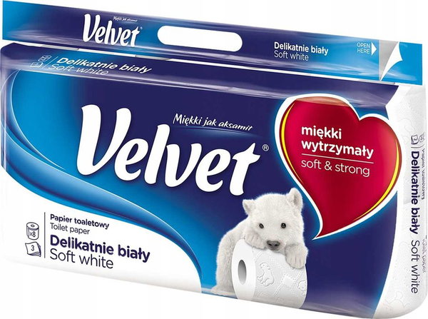 Papier toaletowy velvet delikatnie biay - 8 rolek