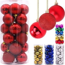 Bombki choinkowe czerwone 4cm plastikowe 20szt