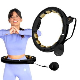 Hhm13 hula hop black/gold z magnesami i obciaznikiem + licznik hms