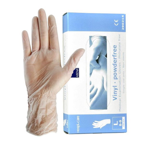 Rekawice winylowe bezpudrowe l 100szt abena