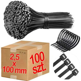 Opaski zaciskowe trytki 2,5 x 100 mm - 100 szt.