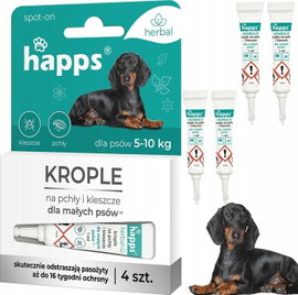 Happs herbal - krople na pchy i kleszcze dla maych psow do 10kg 4szt