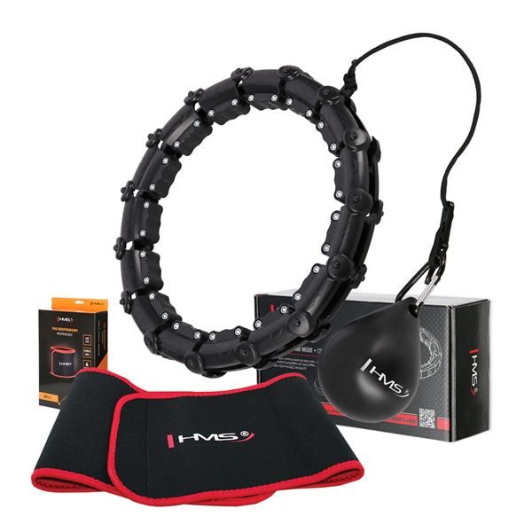 Zestaw hula hop hhw02 black z wypustkami i obciaznikiem hms + pas