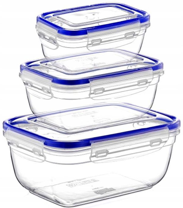 Komplet pojemnikow transparentnych prostokat 400,800,1400 ml
