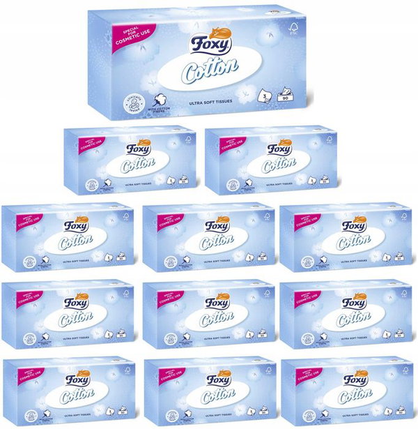 Chusteczki higieniczne foxy cotton box 90 szt. - 12 op.