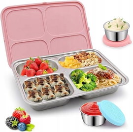 Pudeko sniadaniowe lunchbox z przegrodami rozowy