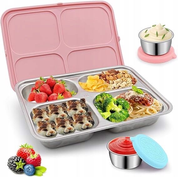 Pudeko sniadaniowe lunchbox z przegrodami rozowy
