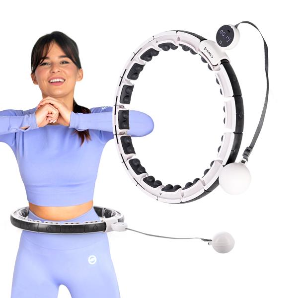 Hhm16 hula hop white z magnesami i obciążnikiem + licznik hms