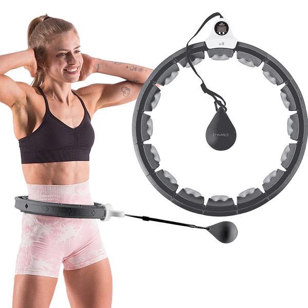 Hhw06 hula hop black z wypustkami i obciążnikiem + licznik hms