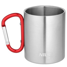 Nc17110 kubek kempingowy z karabińczykiem 300 ml stal nierdzewna czerwony nils c