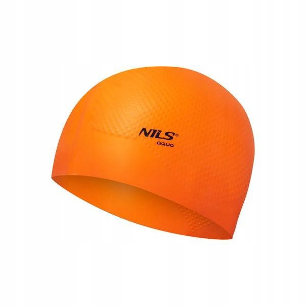 Nqc jednokolorowy pomarańczowy czepek silikonowy dots nils aqua