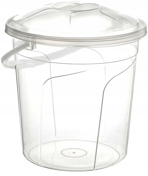 Wiadro okrągłe z pokrywką 10l transparentne 30x30 cm