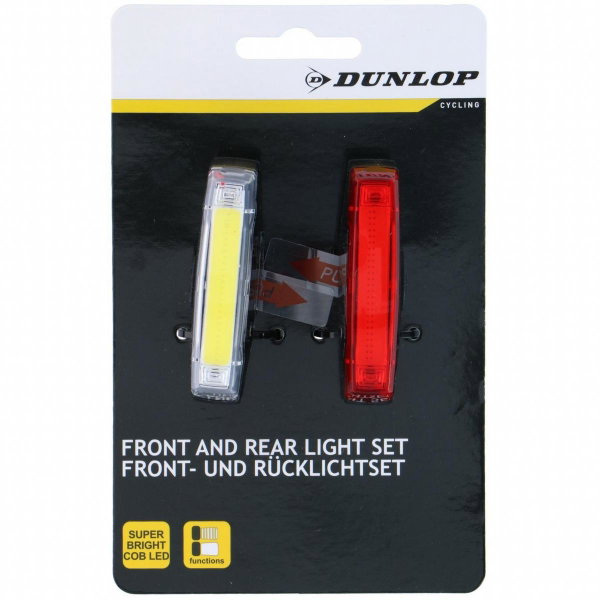 Zestaw lamp rowerowych led przód i tył black dunlop