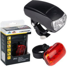 Zestaw lamp rowerowych led przód tył dunlop