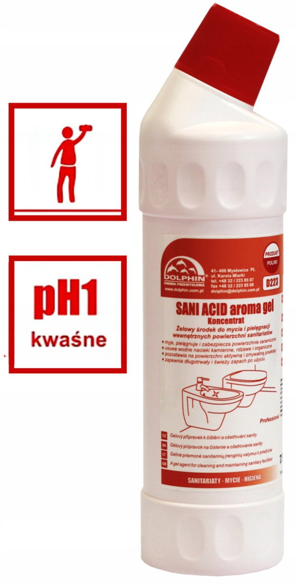 Żel do WC z aktywną powłoką Sani Acid Aroma Gel Sani Red różowa siła 1L