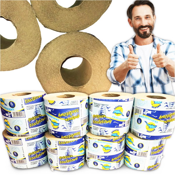 POLSKI PAPIER TOALETOWY DELFIN 8 ROLEK SZARY MAKULATURA 1W EKOLOGICZNY