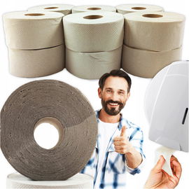 PAPIER TOALETOWY 1w JUMBO SZARY 80mb MAKULATUROWY 12szt WYDAJNY MIĘKKI