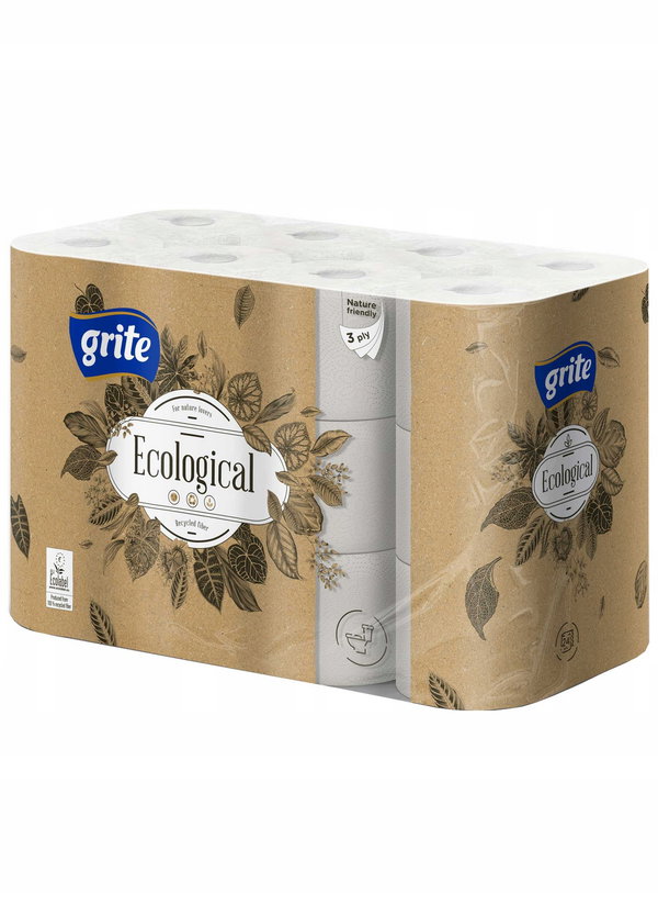 Papier toaletowy ekologiczny Grite Ecological 3 warstwy 24 rolki MOCNY