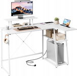 Dripex Biurko L-kształtne z USB i Gniazdem, 120 cm, Białe