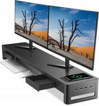 Podstawka pod 2 monitory Meatanty z USB, ładowarką i szufladami