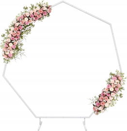 Metalowy łuk ślubny heptagonalny 2,2 m biały stojak dekoracyjny