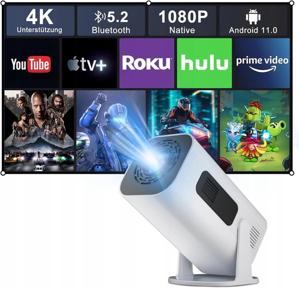 PROJEKTOR P330 Android 11, FULL HD 1920x1080P APLIKACJE WIFI6 BT5