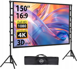 Projektor LEORFI 150 Ekran Projekcyjny 335x280cm HD Statyw Torba