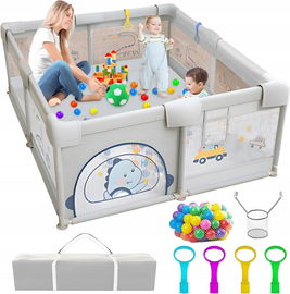 Kojec dla Niemowląt 200x180 cm Dinozaury Bezpieczny Plac Zabaw