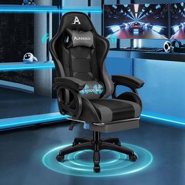 Krzesło Gamingowe ALFORDSON z Podnóżkiem i Masażem PU
