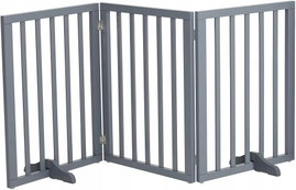 SKŁADANA BRAMKA DLA PSA 3-PANELOWA 60 CM Z STOPKAMI ANTYPOŚLIZGOWYMI SZARA