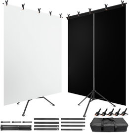 STOJAK TŁA FOTOGRAFICZNEGO 2W1 1,5x2M DO STUDIO FOTO BIAŁE I CZARNE