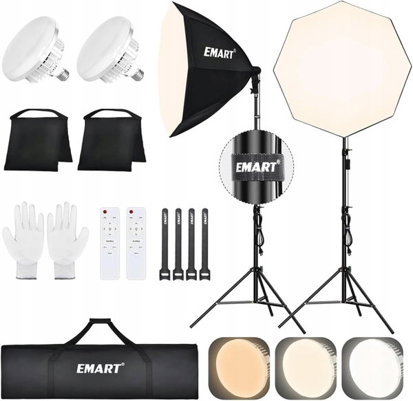 ZESTAW OŚWIETLENIOWY SOFTBOX LED 135W DO FOTOGRAFII STUDIA STREAMINGU
