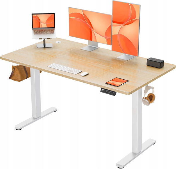 BIURKO ELEKTRYCZNE REGULOWANE 140x70cm STÓŁ PODNOSZONY ERGONOMICZNE