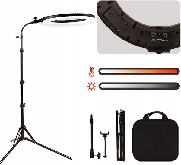 LAMPA PIERŚCIENIOWA LED 60W DO MAKIJAŻU TATUAŻU RING LIGHT 46cm