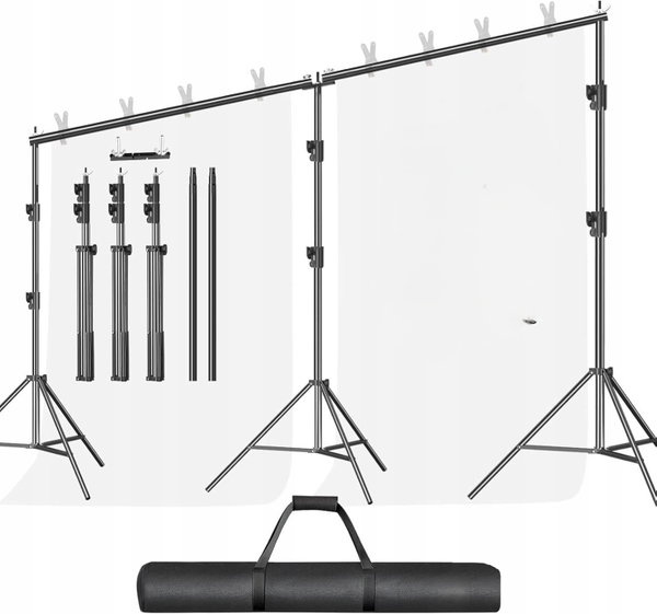 ZESTAW STUDIO FOTOGRAFICZNE 6M REGULOWANY DO TŁA TELESKOPOWY SYSTEM