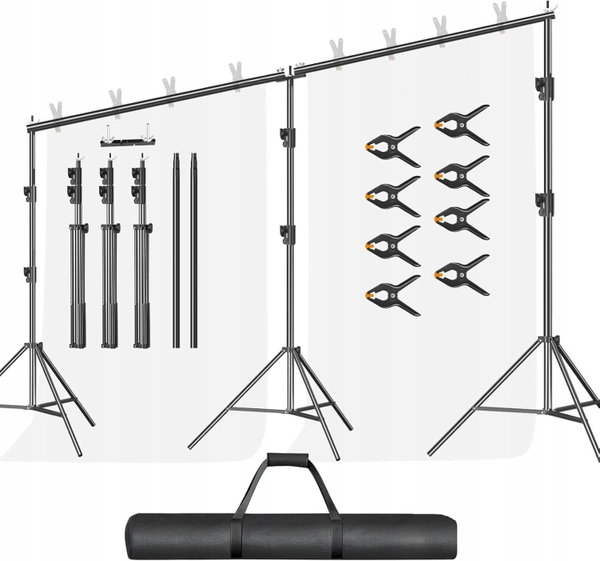 ZESTAW STUDIO FOTOGRAFICZNE 6M REGULOWANY DO TŁA TELESKOPOWY SYSTEM