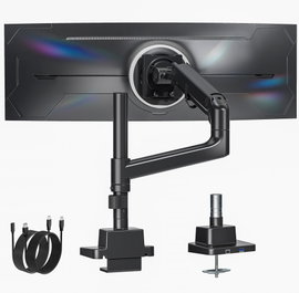 UCHWYT DO MONITORA DO 27KG 17-57 CALI Z USB BIURKOWY RAMIĘ GAZOWE