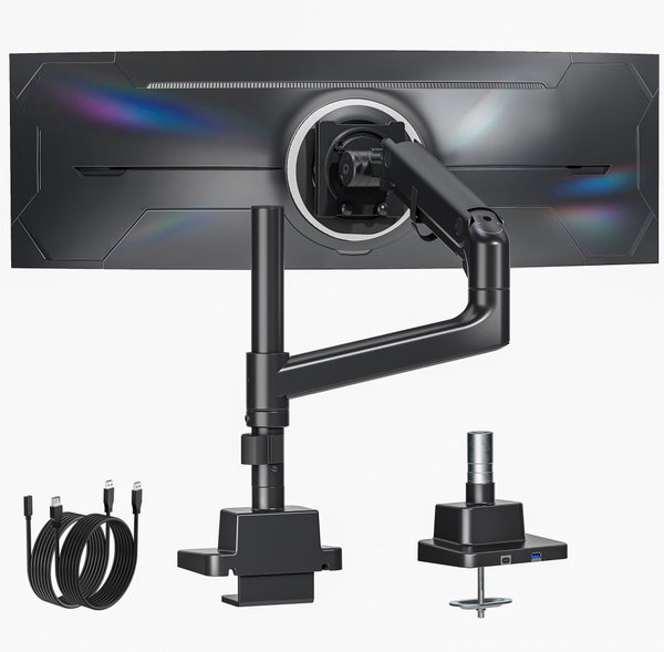 UCHWYT DO MONITORA DO 27KG 17-57 CALI Z USB BIURKOWY RAMIĘ GAZOWE