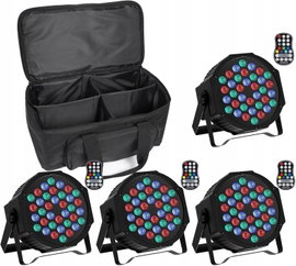 4x REFLEKTOR LED PAR AKUMULATOROWY 36W RGB DO SCENY IMPREZ D-MX PILOT