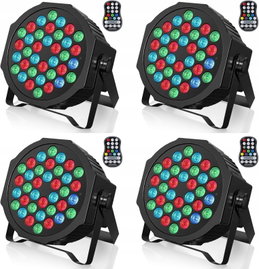 ZESTAW 4 x REFLEKTOR LED PAR 36W AKUMULATOROWY RGB DJ SCENA