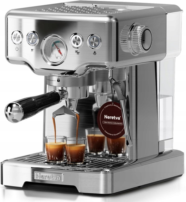 EKSPRES CIŚNIENIOWY KOLBOWY 1450W DO ESPRESSO CAPPUCCINO Z MANOMETREM