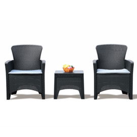 ZESTAW OGRODOWY KAWOWY 3w1 Stół + 2 fotele Imitacja Rattanu Taras Ogród