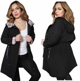 wiosenny czarny Płaszcz damski przejściowy trencz kurtka damska wiosenna  L 40