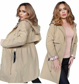 wiosenny beżowy Płaszcz damski przejściowy trencz kurtka damska wiosenna  M 38