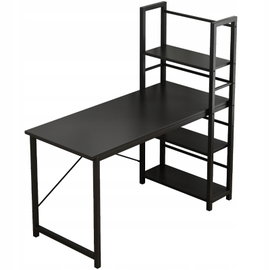 Biurko komputerowe stolik loft czarne industrialne z regałem półkami 120 cm