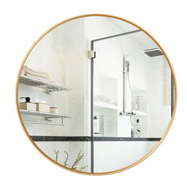 Lustro okrągłe ścienne łazienkowe złote 80cm salon sypialnia industrialne